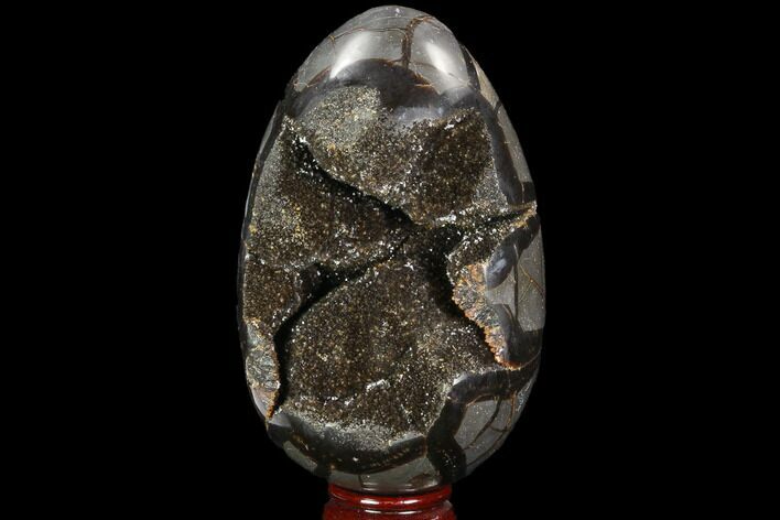 Septarian Dragon Egg Geode - Black Crystals #98880